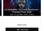 Les Miserables 3 Arena premium seats