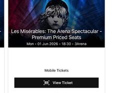 Les Miserables 3 Arena premium seats