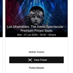 Les Miserables 3 Arena premium seats