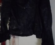 leather jacket  with  fur trim