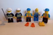Lego City Coast Guard and Fire Fighter Minifigures