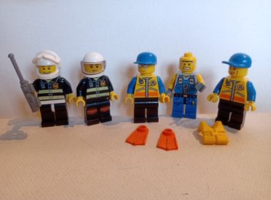 Lego City Coast Guard and Fire Fighter Minifigures