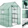 _Walk-In Garden Shed with 10 Shelves Greenhouse with Roll Up Door Tomato House Vegetables Outdoor Garden 143 x 143 x 195 cm Image 4