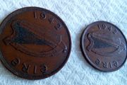 1942 Irish Penny &amp; 1942 Irish Half Penny.