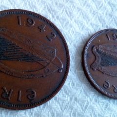 1942 Irish Penny & 1942 Irish Half Penny.