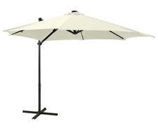 Cantilever Umbrella with Pole and LED Lights Sand 300 cm