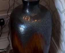 Ceramic Floor Urn Vase styled with contorted willow and fairy lights
