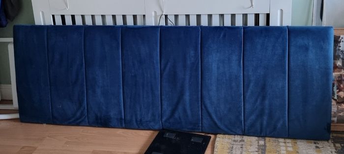 Bed headboard Super King, navy blue velvet