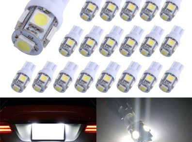 10x 194 T10 W5W 5SMD 5050 Wedge Antline 12v LED Light Bulb White 2825 158 192 168 for Car/Motor Interior Dome Parking Side Turn Signal Dashboard License Number Plate Light Bulbs Lamp