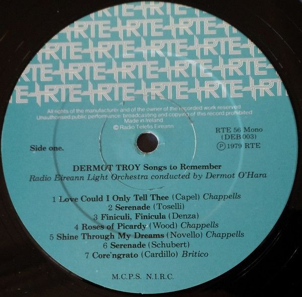 Dermot Troy - Songs To Remember 12" LP 1979