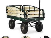 Handcart, Hand Cart, Folding Side Panels, Weather-Resistant, 300 kg Load Capacity, Transport Heavy Loads, Sturdy Frame, Large Cargo Space, Dark Green