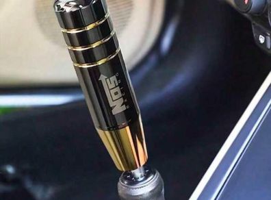 NOS Racing Weighted Shift Knob Black & Gold Manual Gear Stick Universal Fit