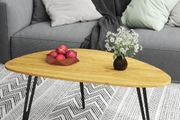 Oval Coffee Table Oak Simple Center Table - Scandinavian Style Wooden Tea Table with Solid Metal Legs, 100x55x43cm for Living Room Small Apartment Oak+Black, 1-layer