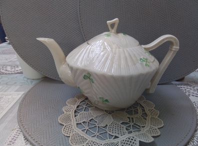 Beleek Harp Shamrock Teapot