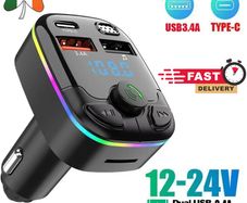 Bluetooth 5.0 FM Transmitter Car Charger PD Type-C Dual USB MP3 Player Handsfree