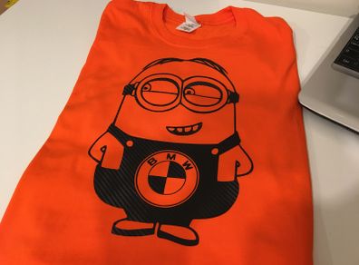 Funny Bmw Minion Printed In Black Carbon Fiber T-shirt Great Gift Idea Present