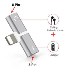 Dual 8 Pin Charger and Audio Adapter For iPhone 12 11 XS MAX XR 8 Plus