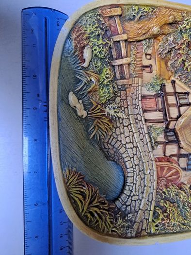 Vintage 3D wall plate Cottage by the River