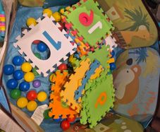 Baby ball pit and number mats