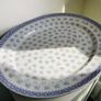 Huge Victorian Ironstone Rosebuds Platter 54cm Antique Blue White Image 2
