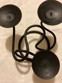 A Heavy Three Candle Table Holder 13cm H