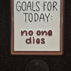 Goals for today , pin back badge.