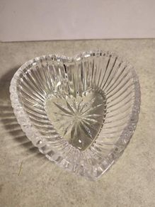 Waterford Crystal Heart Shaped Dish - Starburst Pattern