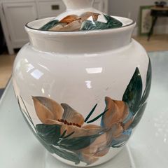 Large Hand Painted Avoca Blue  Canister with lid