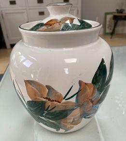 Large Hand Painted Avoca Blue  Canister with lid