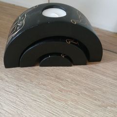 New Wooden 3 Pc Elephant Csndle Holders