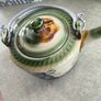 3 different items. No. 1- Mid-Century Porcelain Teapots, Japan, 1960.  95.00 euro. 2- VTG Hand Painted Le Poet Laval France Serving Plate 22.00 euro. 3- Vintage Short Dark Forest Green Ceramic 22.00 euro. Image 4