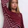 Noista x SHEIN Burgundy Striped Oversized Top Size L (UK 14 Loose Fit) Image 4