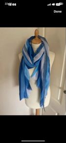 Shades of blue viscose cotton scarf