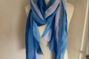 Shades of blue viscose cotton scarf