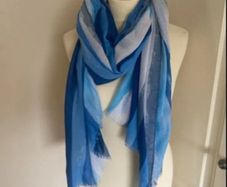 Shades of blue viscose cotton scarf
