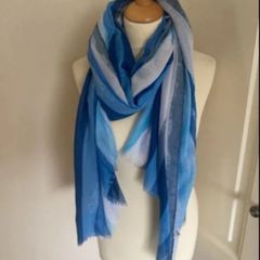Shades of blue viscose cotton scarf