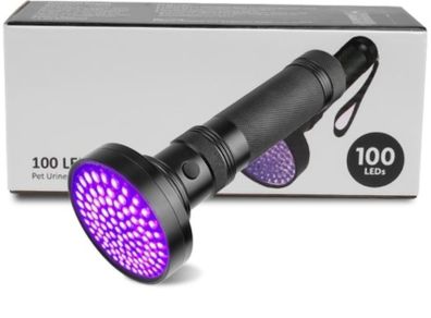 UV 100 LED Ultraviolet torch in box w/batteries