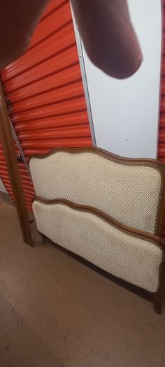 Antique French Oak and Upholstered Queen size bed  circa 1930s in Great condition