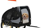 Pet Trailer, Mesh Windows, Roll-Up Cover, Universal Hitch, Steel Frame, Black, 140 x 71 x 83 cm