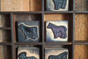 1970s French Farm Printing Blocks (Ink pad included)