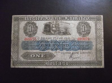 1931 Ulster Bank 1 Pound Note
