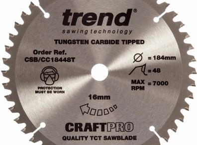 Trend CSB/CC18448T CraftPro Saw Blade Crosscut 184mm x 16mm x 48T
