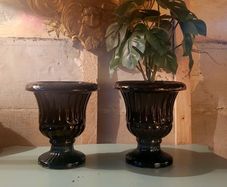 Vintage glazed terracotta urns