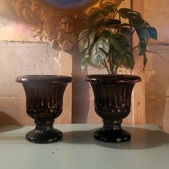 Vintage glazed terracotta urns
