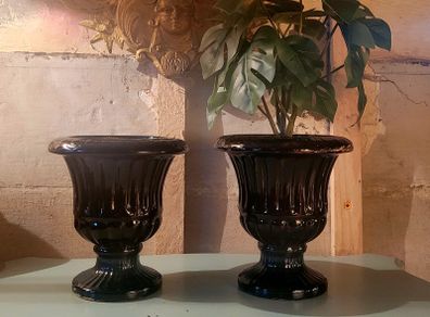 Vintage glazed terracotta urns