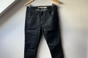 Part Two Wax Coated Black Biker Jeans Short Size UK 12 (Fits like UK 10)