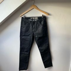 Part Two Wax Coated Black Biker Jeans Short Size UK 12 (Fits like UK 10)