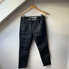 Part Two Wax Coated Black Biker Jeans Short Size UK 12 (Fits like UK 10)