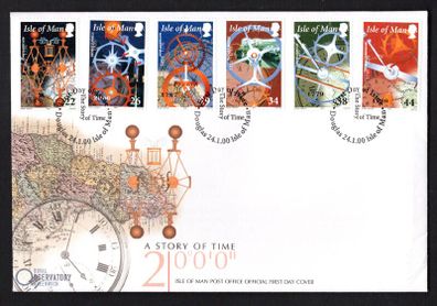 2000 Isle of Man New The Story of Time Commemorative Stamps Addressed First Day Cover (FDC)