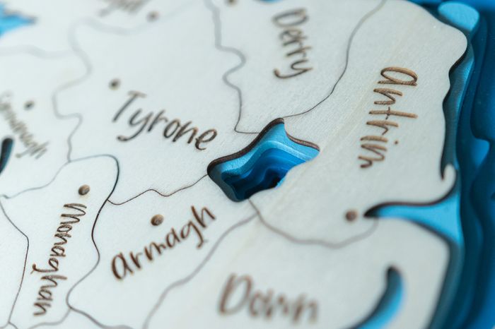 Handmade Wooden Map of Ireland - Layered Wood - Engraved with 32 Counties - Framed Wall Art